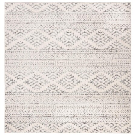 Flowers First 4 x 4 ft. Tulum Global Square Power Loomed Rug Ivory & Grey FL1860129